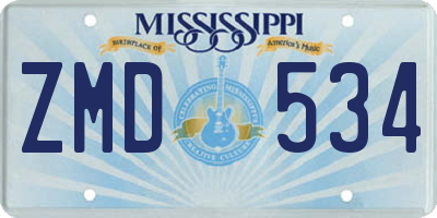 MS license plate ZMD534