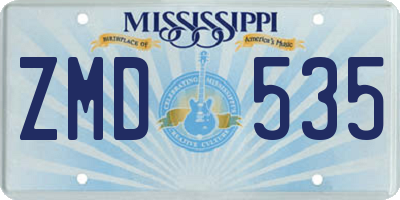 MS license plate ZMD535