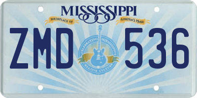MS license plate ZMD536