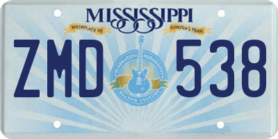 MS license plate ZMD538