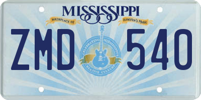 MS license plate ZMD540