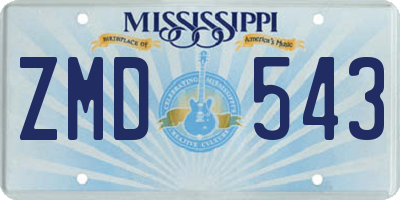 MS license plate ZMD543
