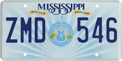 MS license plate ZMD546