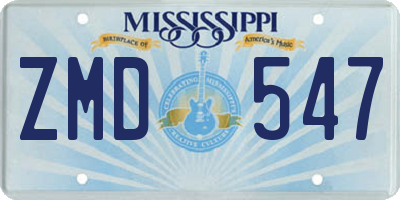 MS license plate ZMD547