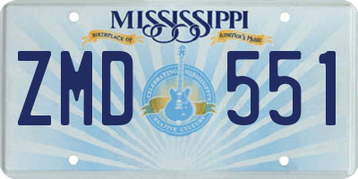 MS license plate ZMD551