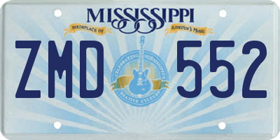 MS license plate ZMD552