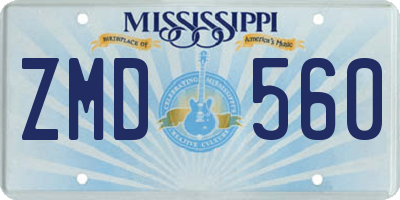 MS license plate ZMD560