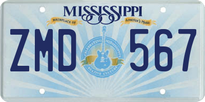 MS license plate ZMD567