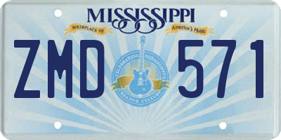 MS license plate ZMD571