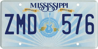MS license plate ZMD576