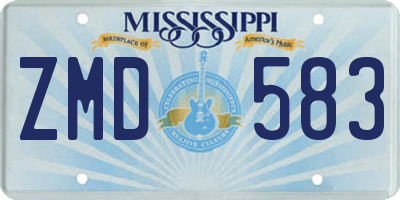 MS license plate ZMD583
