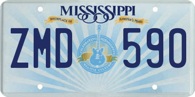 MS license plate ZMD590