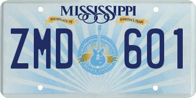 MS license plate ZMD601