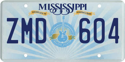 MS license plate ZMD604