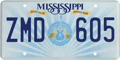 MS license plate ZMD605