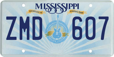 MS license plate ZMD607