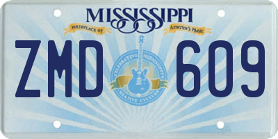 MS license plate ZMD609
