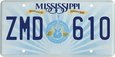 MS license plate ZMD610