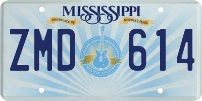 MS license plate ZMD614