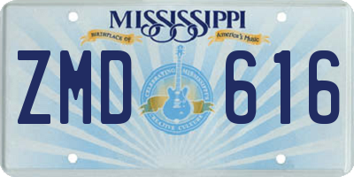 MS license plate ZMD616