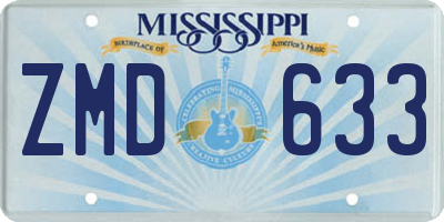MS license plate ZMD633