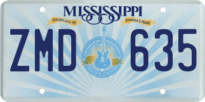MS license plate ZMD635
