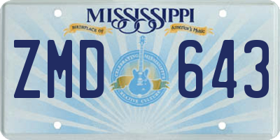 MS license plate ZMD643