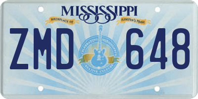 MS license plate ZMD648