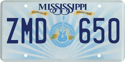 MS license plate ZMD650