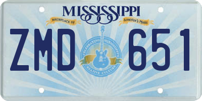 MS license plate ZMD651