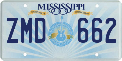 MS license plate ZMD662