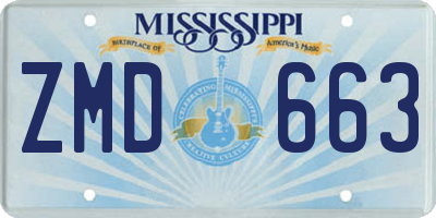 MS license plate ZMD663