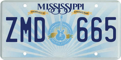 MS license plate ZMD665
