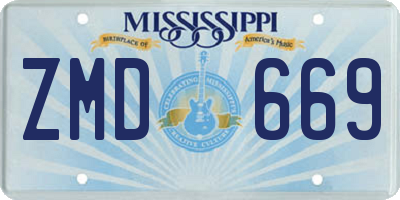 MS license plate ZMD669