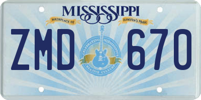 MS license plate ZMD670