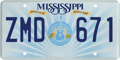 MS license plate ZMD671