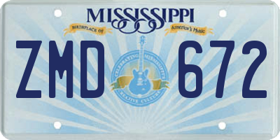 MS license plate ZMD672