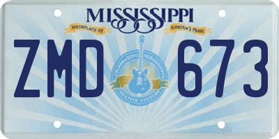 MS license plate ZMD673