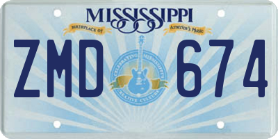 MS license plate ZMD674