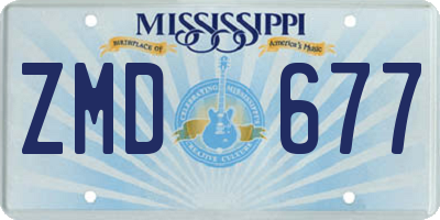 MS license plate ZMD677