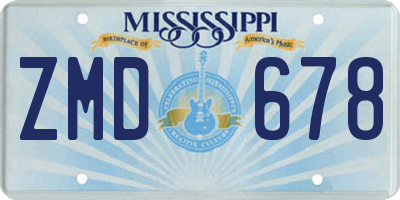 MS license plate ZMD678