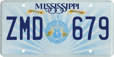 MS license plate ZMD679