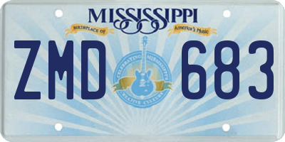 MS license plate ZMD683