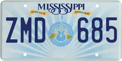 MS license plate ZMD685