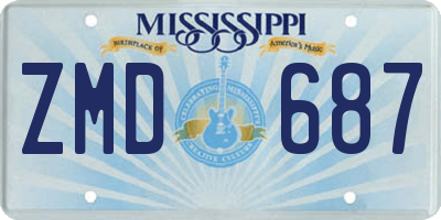 MS license plate ZMD687