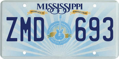 MS license plate ZMD693