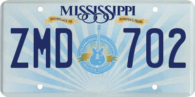 MS license plate ZMD702