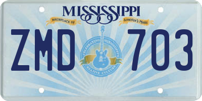 MS license plate ZMD703