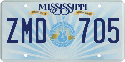 MS license plate ZMD705