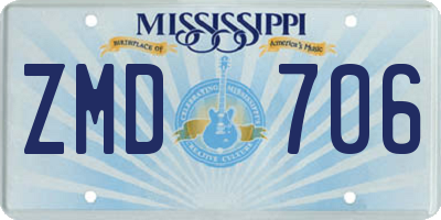 MS license plate ZMD706